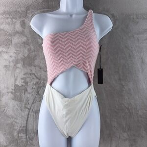 Lovers And Friends Freedom One Piece Swimsuit Womens Size XS‎ Pink Cream Cutout